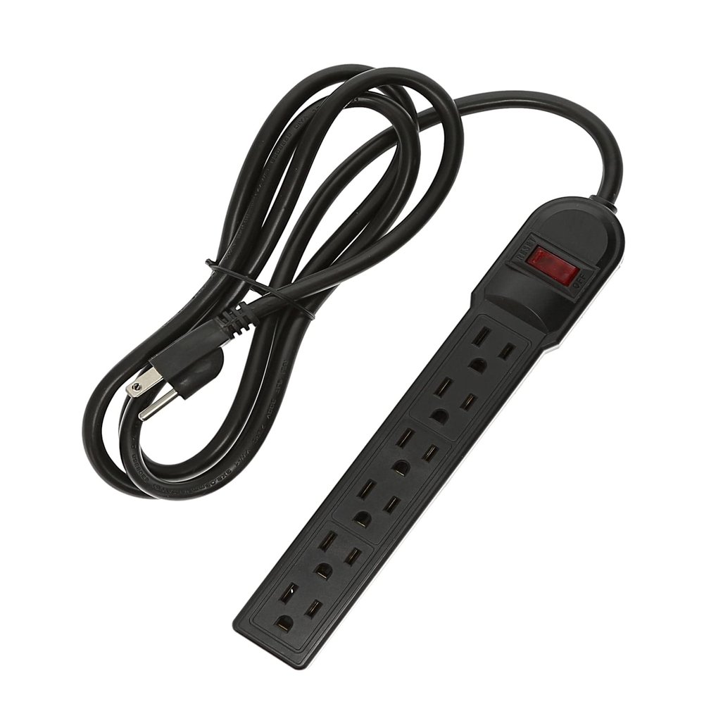Cable Central LLC 6Ft 6-Outlet Surge Protector 14AWG/3, 15A, 90J Black - 6 Feet