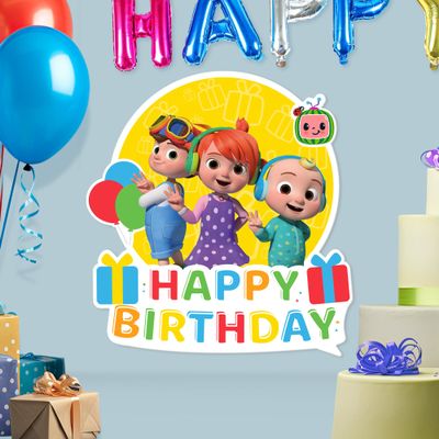 JJ And Brothers CoComelon Birthday in PVC I EGD X CoComelon Series I PVC Party and Birthday Supplies I Support with Double-Sided Tape I Multiple Size Options (Wide 15"x 16" Height)