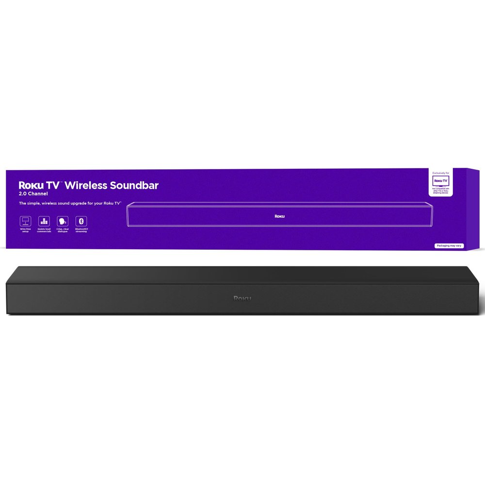 Roku TV Wireless Soundbar, Soundbar Exclusively for RokuTV with Enhanced Stereo Sound, Clear Dialogue, and Simple Wireless Setup