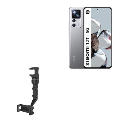 BoxWave Car Mount Compatible with Xiaomi 12T Pro - Rearview Mirror Car Mount, Rear View Mirror Adjustable GPS Car Mount - Jet Black