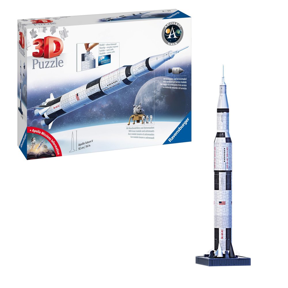 Ravensburger Apollo Saturn V Rocket Edition: 3D Jigsaw Puzzle for Kids - 440 Pieces - Authentic Spacecraft Replica - MESH Accredited