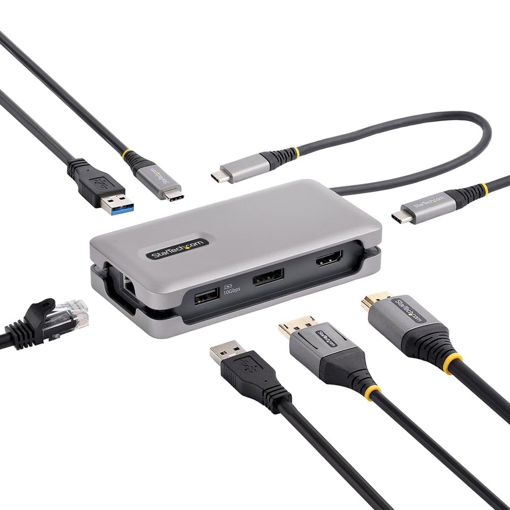 StarTech.com USB-C Docking Station for MacBook Pro M1 M2 M3 M4 and Windows, 4K 60Hz HDMI or DP Video, USB 10Gbps Hub, 100W Laptop Charging, GbE, 1ft/30cm Cable