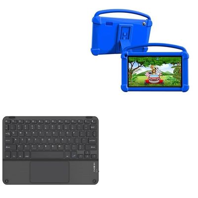 BoxWave Keyboard Compatible with BYYBUO Kids Tablet Android 11 A06WA (7 in) - SlimKeys Bluetooth Keyboard with Trackpad, Portable Slim TouchPad - Jet Black