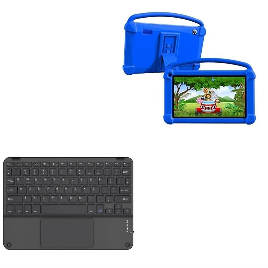 BoxWave Keyboard Compatible with BYYBUO Kids Tablet Android 11 A06WA (7 in) - SlimKeys Bluetooth Keyboard with Trackpad, Portable Slim TouchPad - Jet Black