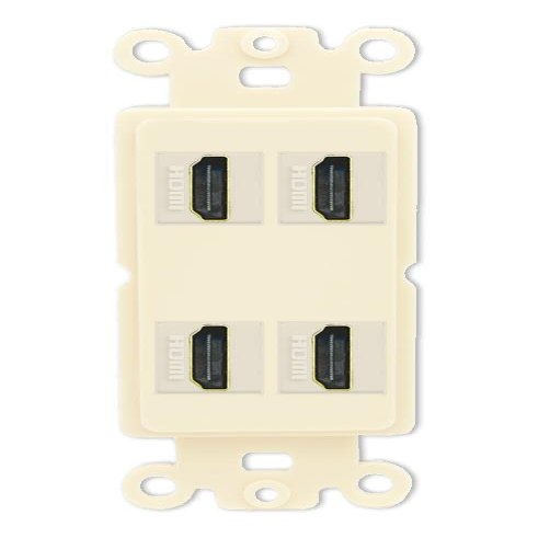 RiteAV 4 Port HDMI Wall Plate - Rocker [Light-Almond]