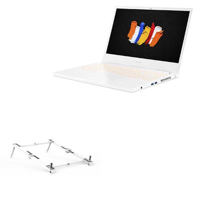 BoxWave Stand and Mount Compatible with Acer ConceptD 3 (CN314-72) - Pocket Aluminum Stand 3-in-1, Portable Multi Angle Viewing Riser - Metallic Silver