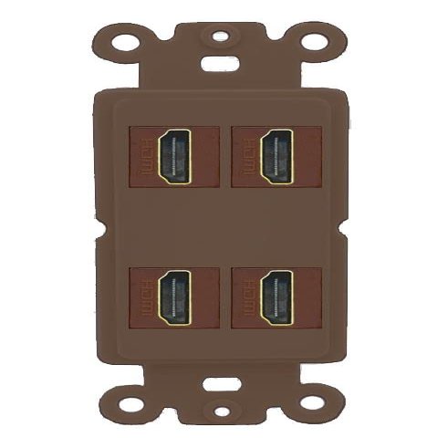 RiteAV 4 Port HDMI Wall Plate - Rocker [Brown/Brown]