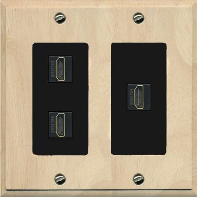 RiteAV 3 Port HDMI Wall Plate - 2 Gang [Wood/Black]