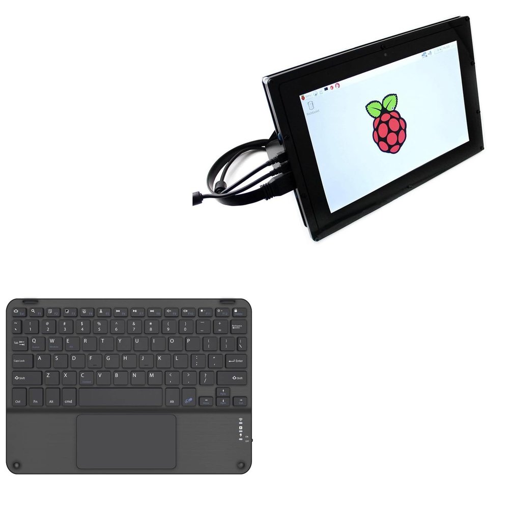 BoxWave Keyboard Compatible with HMTECH Raspberry Pi Screen (10.1 in) - SlimKeys Bluetooth Keyboard with Trackpad, Portable Slim TouchPad - Jet Black