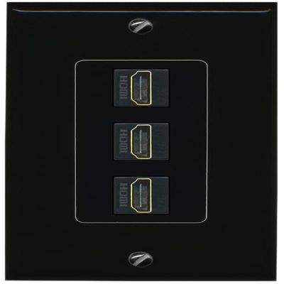 RiteAV 3 Port HDMI Wall Plate - 1 Gang [Black/Black]