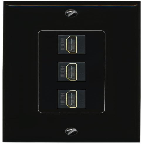 RiteAV 3 Port HDMI Wall Plate - 1 Gang [Black/Black]
