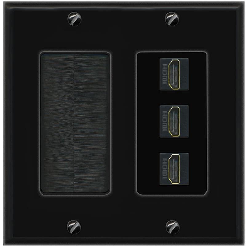 RiteAV 3 Port HDMI Wall Plate - Brush [Black/Black]