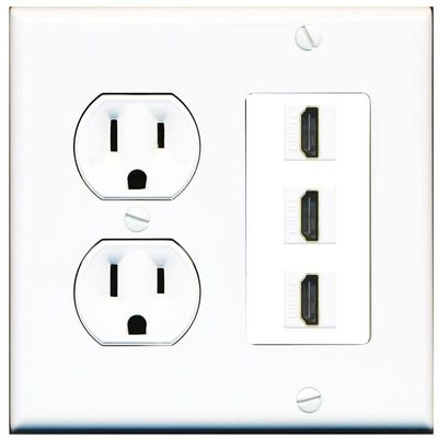 RiteAV 3 Port HDMI Wall Plate - Round Outlet [White]
