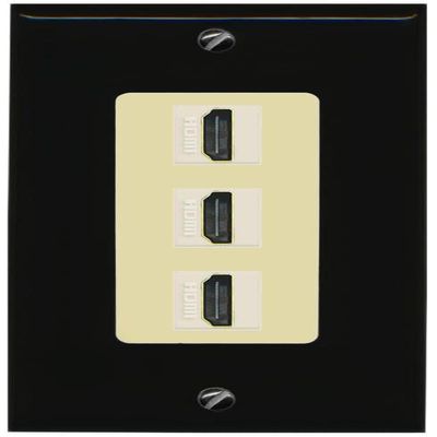 RiteAV 3 Port HDMI Wall Plate - 1 Gang [Black/Ivory]