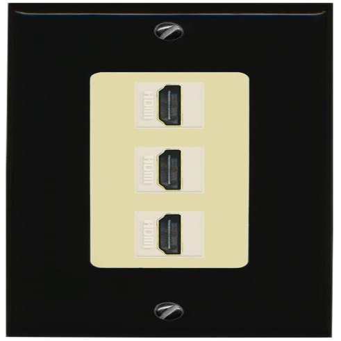 RiteAV 3 Port HDMI Wall Plate - 1 Gang [Black/Ivory]