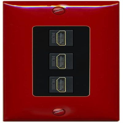 RiteAV 3 Port HDMI Wall Plate - 1 Gang [Red/Black]