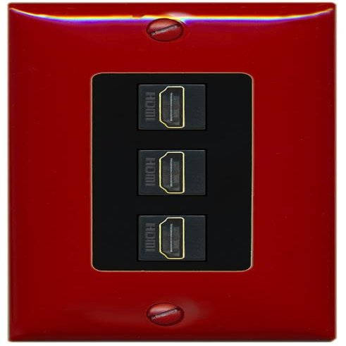 RiteAV 3 Port HDMI Wall Plate - 1 Gang [Red/Black]