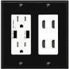 RiteAV 4 Port HDMI Wall Plate - USB Outlet [Black/White] view 1