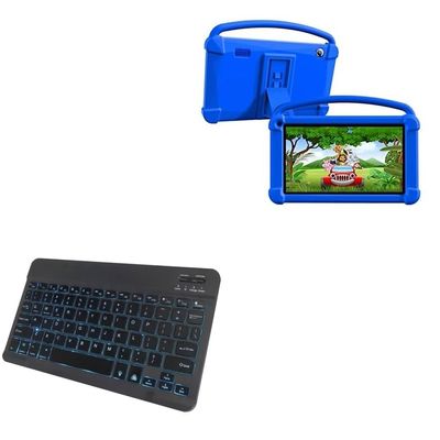 BoxWave Keyboard Compatible with BYYBUO Kids Tablet Android 11 A06WA (7 in) - SlimKeys Bluetooth Keyboard - with Backlight, Portable Slim LED 7 Colors - Jet Black