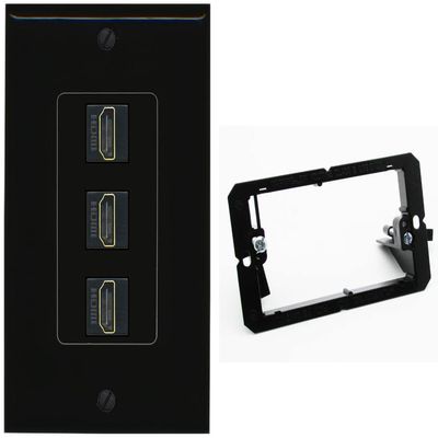 RiteAV 3 Port HDMI Wall Plate - Bracket [Black/Black]