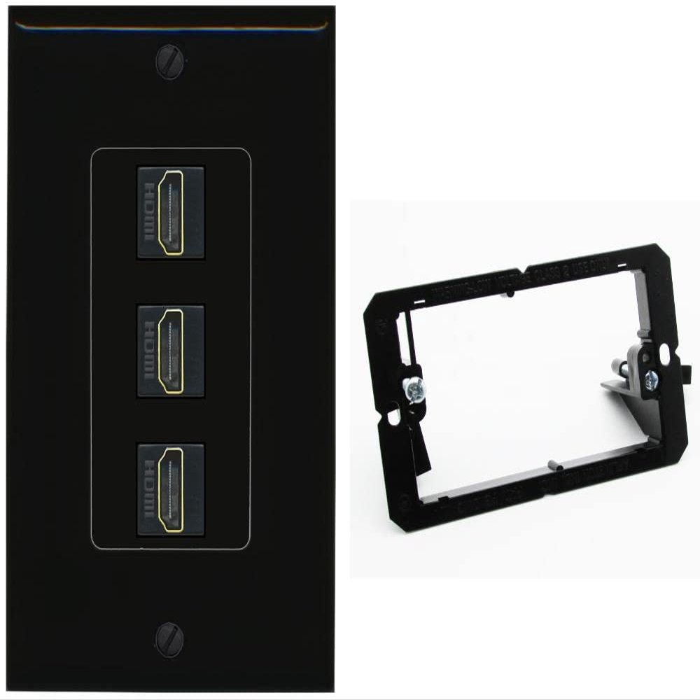 RiteAV 3 Port HDMI Wall Plate - Bracket [Black/Black]