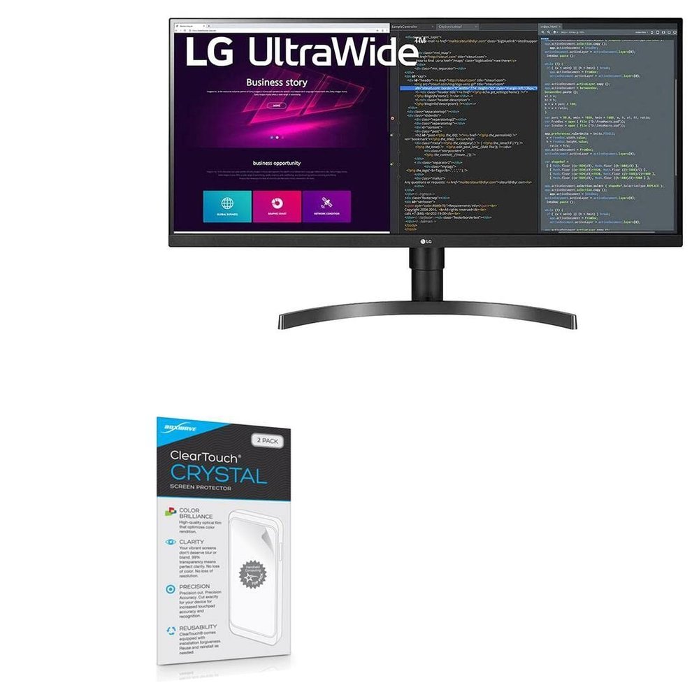 BoxWave Screen Protector Compatible with LG 34 Monitor (34WN750) - ClearTouch Crystal (2-Pack), HD Film Skin - Shields from Scratches