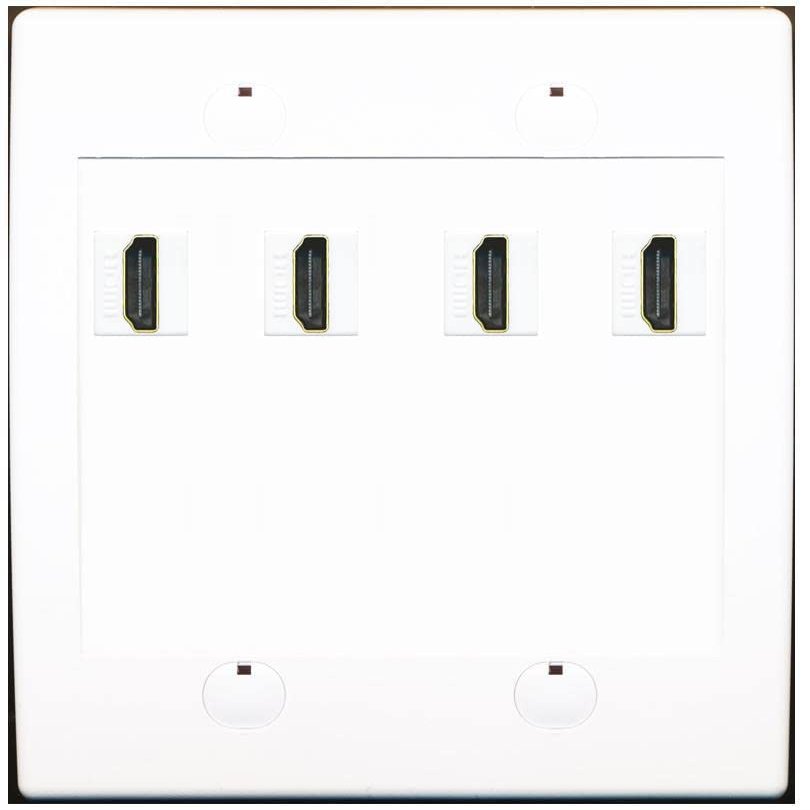 RiteAV 4 Port HDMI Wall Plate - Flat 2 Gang [White/White]