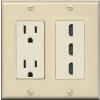 RiteAV 3 Port HDMI Wall Plate - Outlet [Ivory/Light-Almond] view 1