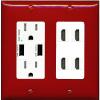 RiteAV 4 Port HDMI Wall Plate - USB Outlet [Red/White] view 1