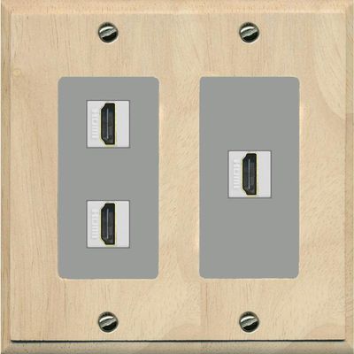 RiteAV 3 Port HDMI Wall Plate - 2 Gang [Wood/Gray]
