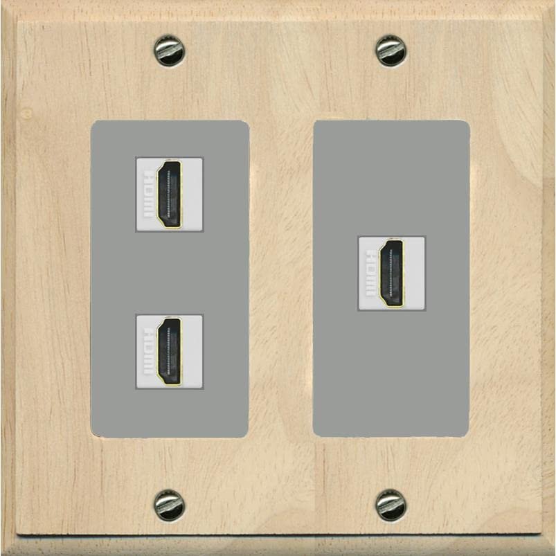 RiteAV 3 Port HDMI Wall Plate - 2 Gang [Wood/Gray]