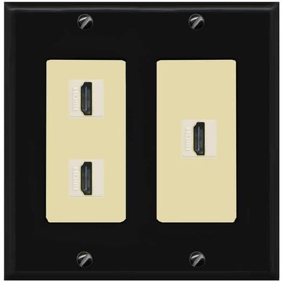 RiteAV 3 Port HDMI Wall Plate - 2 Gang [Black/Ivory]
