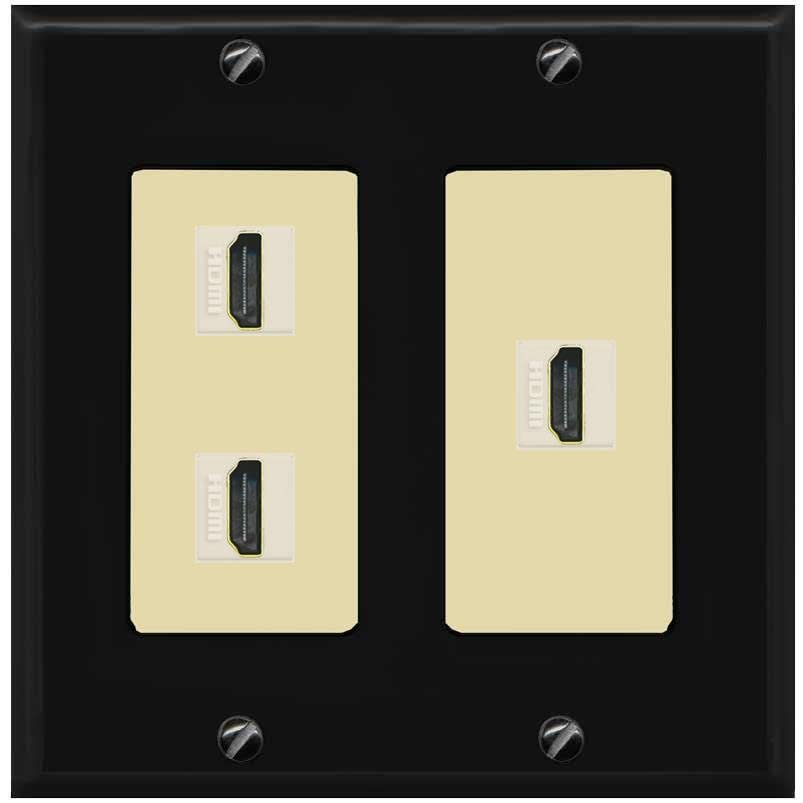 RiteAV 3 Port HDMI Wall Plate - 2 Gang [Black/Ivory]