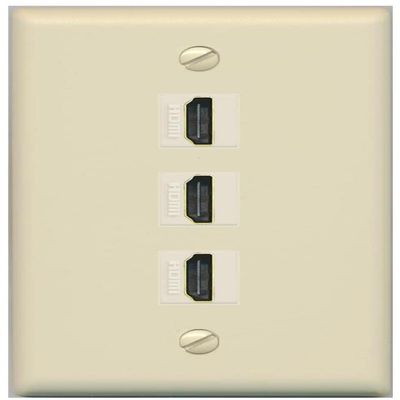 RiteAV 3 Port HDMI Wall Plate - Flat Style [Ivory/Ivory]