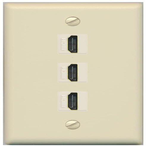 RiteAV 3 Port HDMI Wall Plate - Flat Style [Ivory/Ivory]