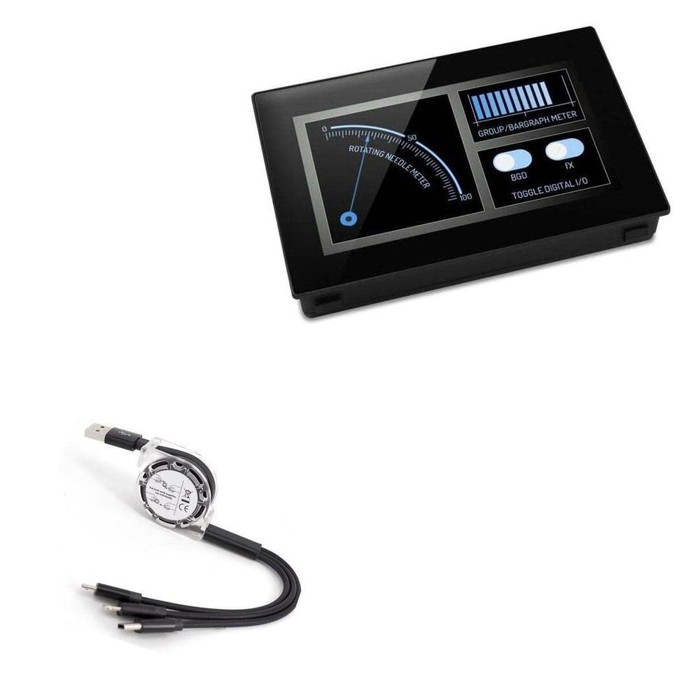 BoxWave Cable Compatible with Lascar Panel Pilot SGC 43-A - AllCharge miniSync, Retractable, Portable USB Cable - Jet Black