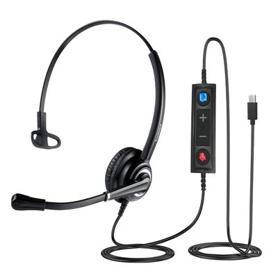 TruVoice VoicePro 10C Home, Office and Call Center USB-C Headset with Noise Canceling Microphone, HD Speakers and in Line Call Controls with Mute, Compatible with PC's and Cell Phones with USB C Port