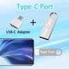 Custom Logo USB 2.0 Flash Drive Bulk Personalized USB Thumb Drive with Keychain and USB C Adapter Engraved Free Metal Pen Drive - as Promotional Gift 50 Pack Wholesale(256MB,25PCS Silver+25PCS Gold) view 2