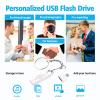 Custom Logo USB 2.0 Flash Drive Bulk Personalized USB Thumb Drive with Keychain and USB C Adapter Engraved Free Metal Pen Drive - as Promotional Gift 50 Pack Wholesale(256MB,25PCS Silver+25PCS Gold) view 4