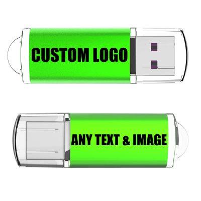 Custom Logo USB Flash Drive Bulk Personalized USB 2.0 Memory Stick with Keychain and USB C Adapter Double-Sided Printed Free USB Thumb Drive Pen Drive - as Promotional Gift Wholesale(8GB,50PACK)