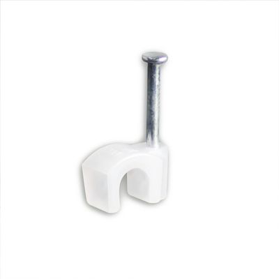 SatelliteSale Single Nail White Round Clips for Ethernet Coaxial Telephone Cable TV Wire Cable Management 100 Pcs