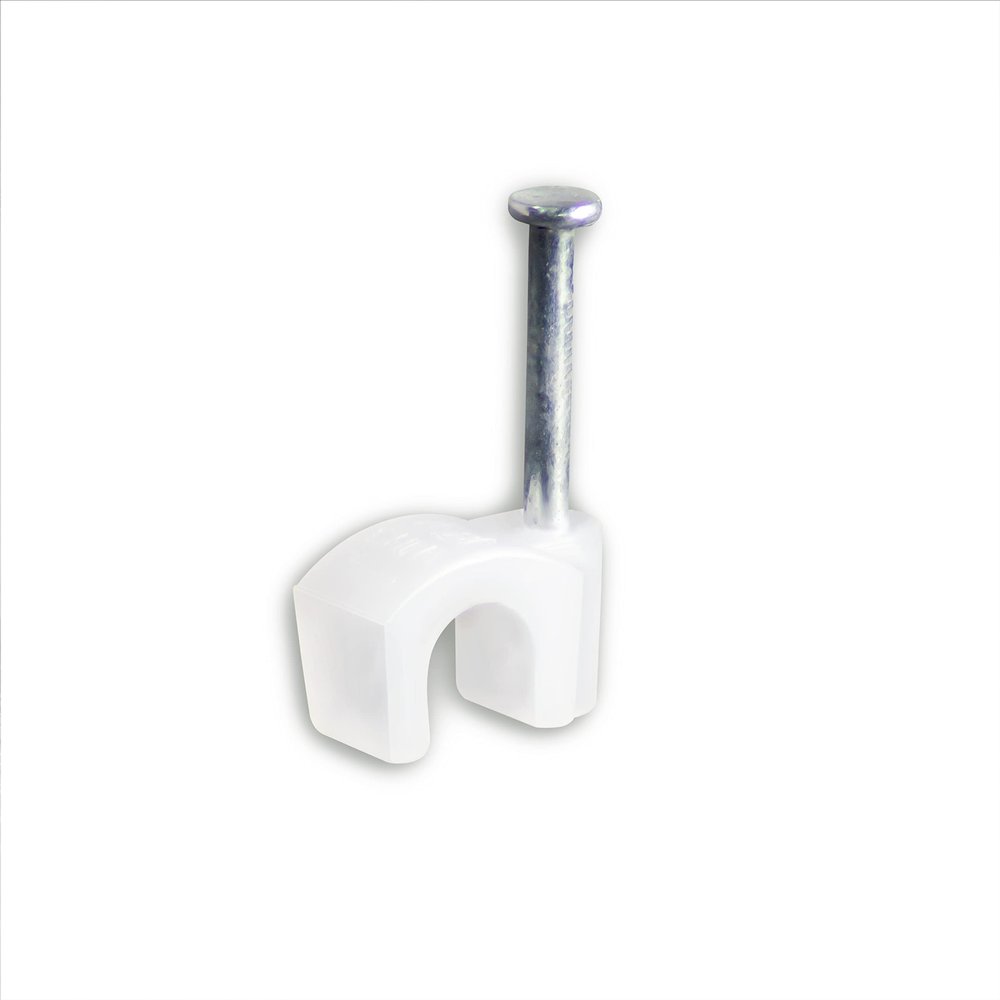 SatelliteSale Single Nail White Round Clips for Ethernet Coaxial Telephone Cable TV Wire Cable Management 100 Pcs