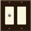 RiteAV 1 Port Coax Cable TV F-Type Wall Plate - 2 Gang [Brown/Light-Almond] view 1