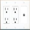 RiteAV 1 Port Coax Cable TV F-Type Wall Plate - 3G Dual Outlet [White/White] view 1