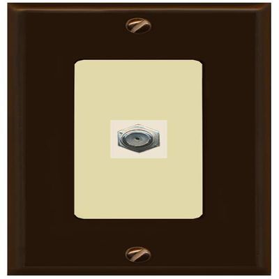 RiteAV 1 Port Coax Cable TV F-Type Wall Plate - 1 Gang Decorative [Brown/Ivory]