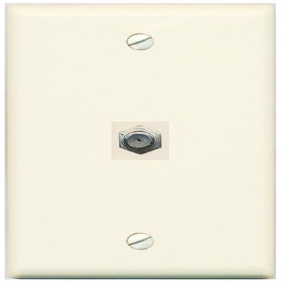 RiteAV 1 Port Coax Cable TV F-Type Wall Plate - Flat Style [Light-Almond]