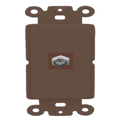 RiteAV 1 Port Coax Cable TV F-Type Wall Plate - Rocker [Brown/Brown]