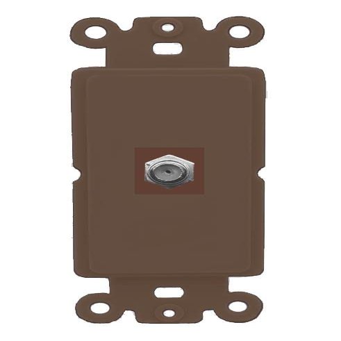 RiteAV 1 Port Coax Cable TV F-Type Wall Plate - Rocker [Brown/Brown]