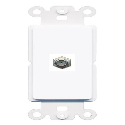 RiteAV 1 Port Coax Cable TV F-Type Wall Plate - Rocker [White/White]