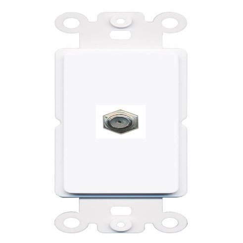 RiteAV 1 Port Coax Cable TV F-Type Wall Plate - Rocker [White/White]